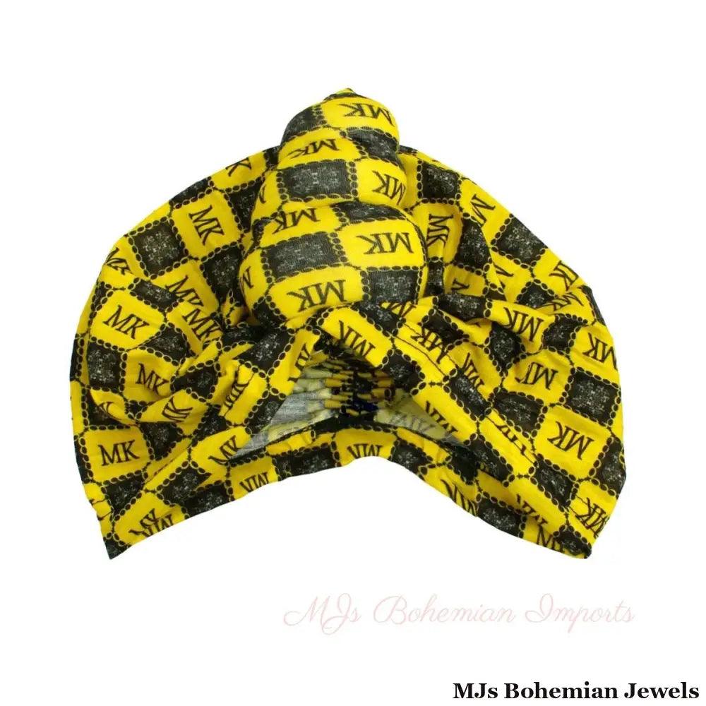 Yellow MK Tall Twist Knot Turban