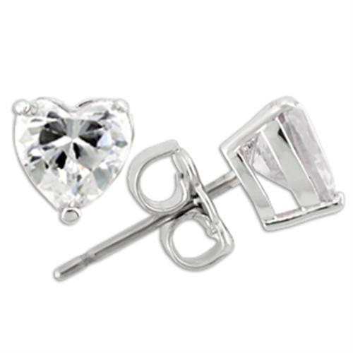 Rhodium 925 Sterling Silver Earrings with AAA Grade CZ  in Clear
