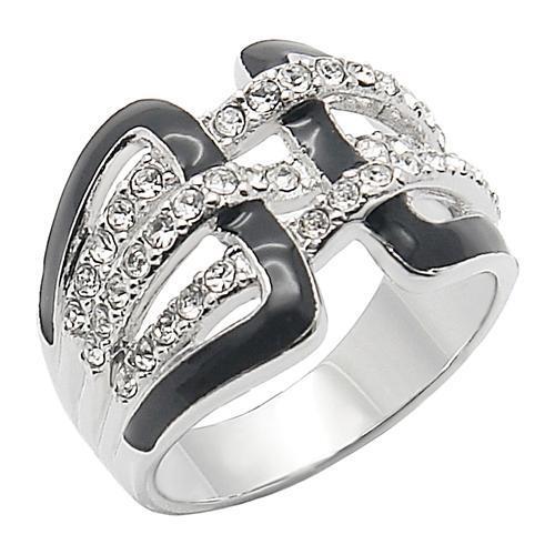 Rhodium Brass Ring with AAA Grade CZ  in Clear Size 5