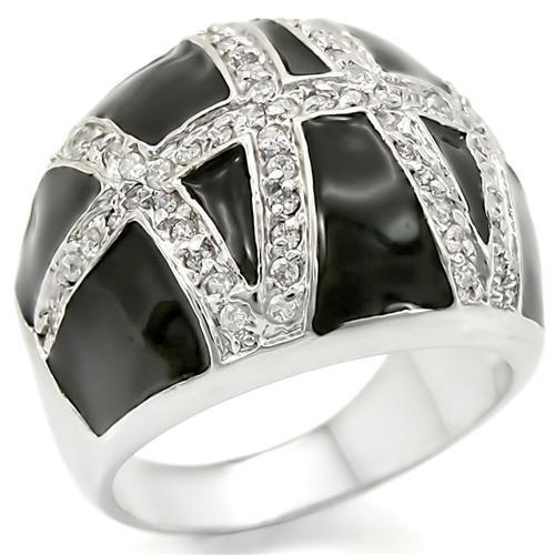 Rhodium Brass Ring with AAA Grade CZ in Clear Size 10