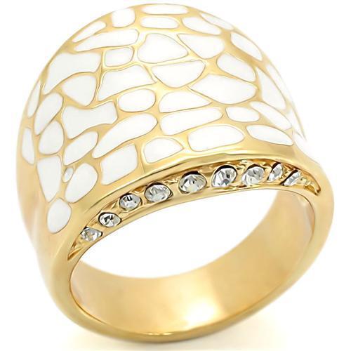 Gold Brass Ring with Top Grade Crystal in Clear