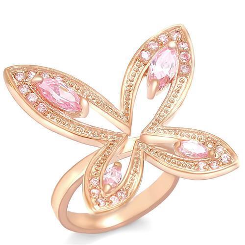 Rose Gold Brass Ring with AAA Grade CZ in Rose Size 10