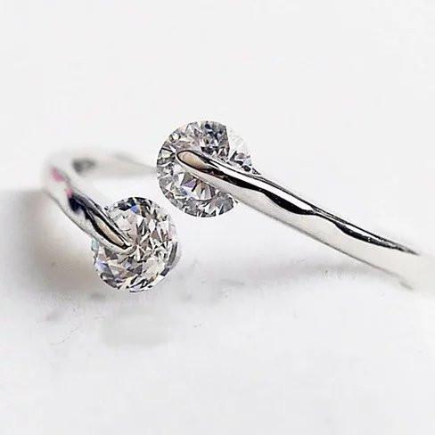 Style: Clear Stones - Silver 925 - Match Made in Heaven Rings in Silver/Gold/Rose Gold and Clear or Pink Diamond Crystals