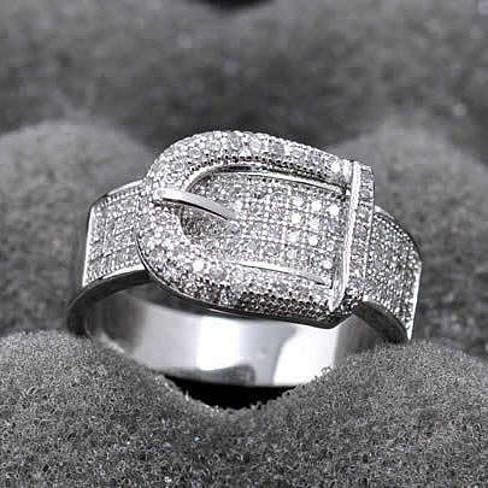 Size: 7 - Illusion - Belt Style Ring Crafted In Hand Set CZ Stones On Sterling Silver