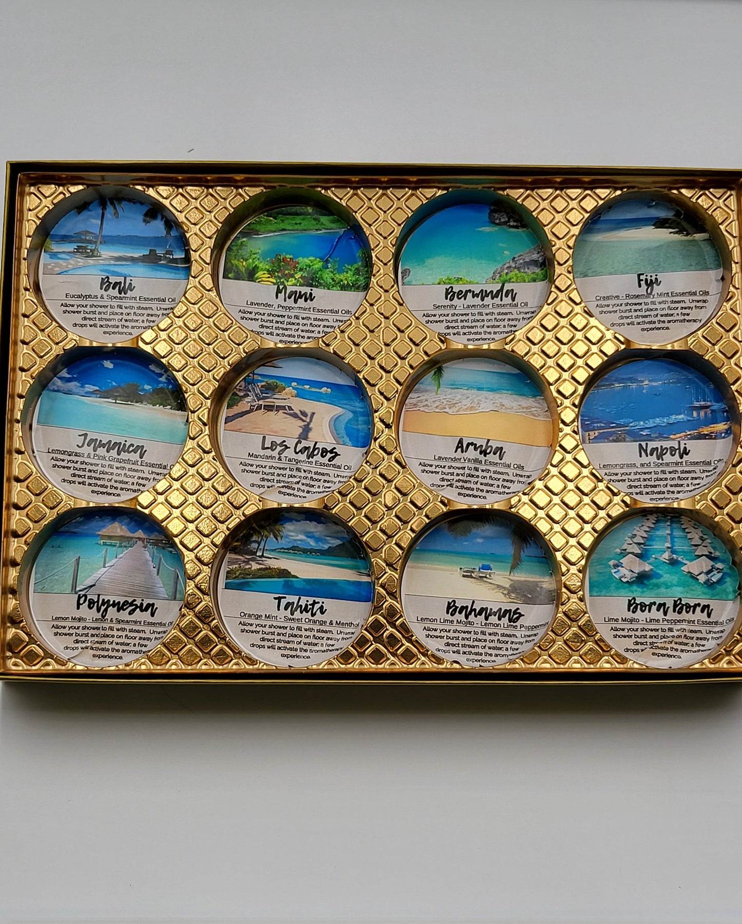 Destination Shower Steamers Gift Set with 12 Aromatherapy Shower Bombs - 100% Essential Oil Blends