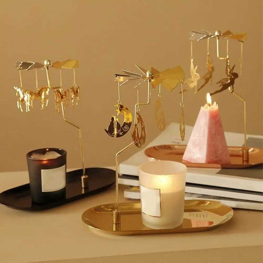 Gold Romantic Rotating Spinning Candle Holder Wedding Metal Tight Candlestick Party Home Decoration W250721