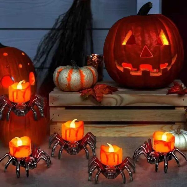 Halloween Decoration LED Candlelight Spider Plastic Pumpkin Lantern Ghost House Atmosphere Decoration Props Party Horror Props X250913
