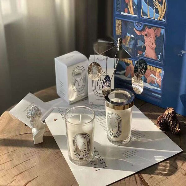 French Scented Candle Classic Blue Gift Box Christmas Revolving Lantern Set Souvenir B5