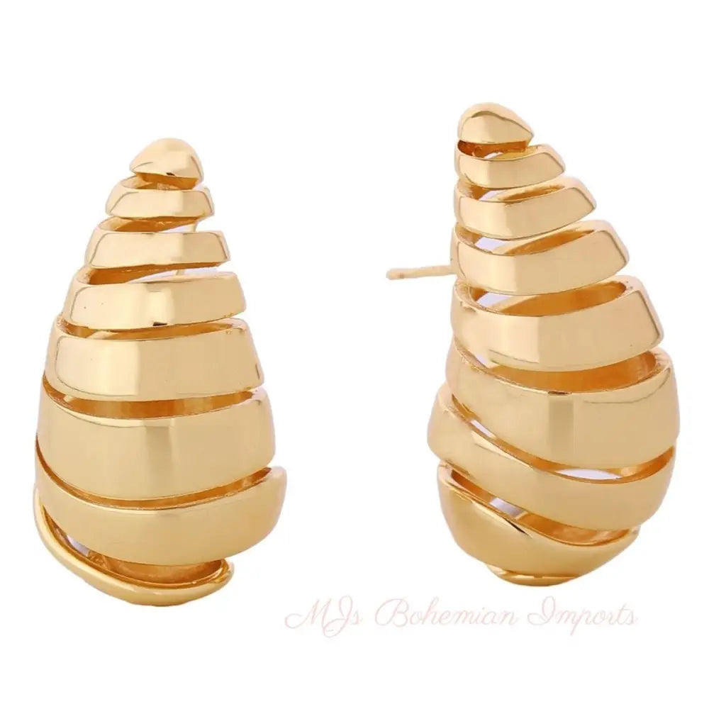 14K Gold Spiral Stud Earrings