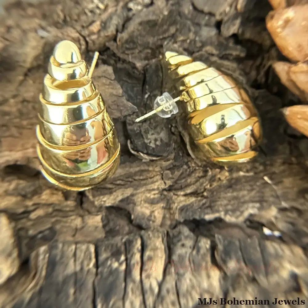 14K Gold Spiral Stud Earrings