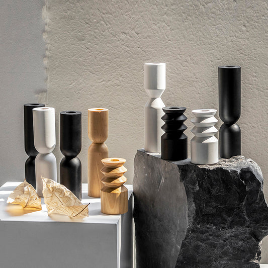 style: B - Nordic New Simple Solid Wood Candle Holder Home Living Room Study Candle Holder Decoration