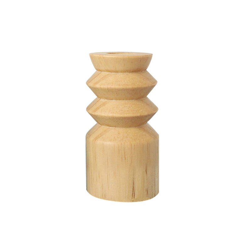 style: C - Nordic New Simple Solid Wood Candle Holder Home Living Room Study Candle Holder Decoration