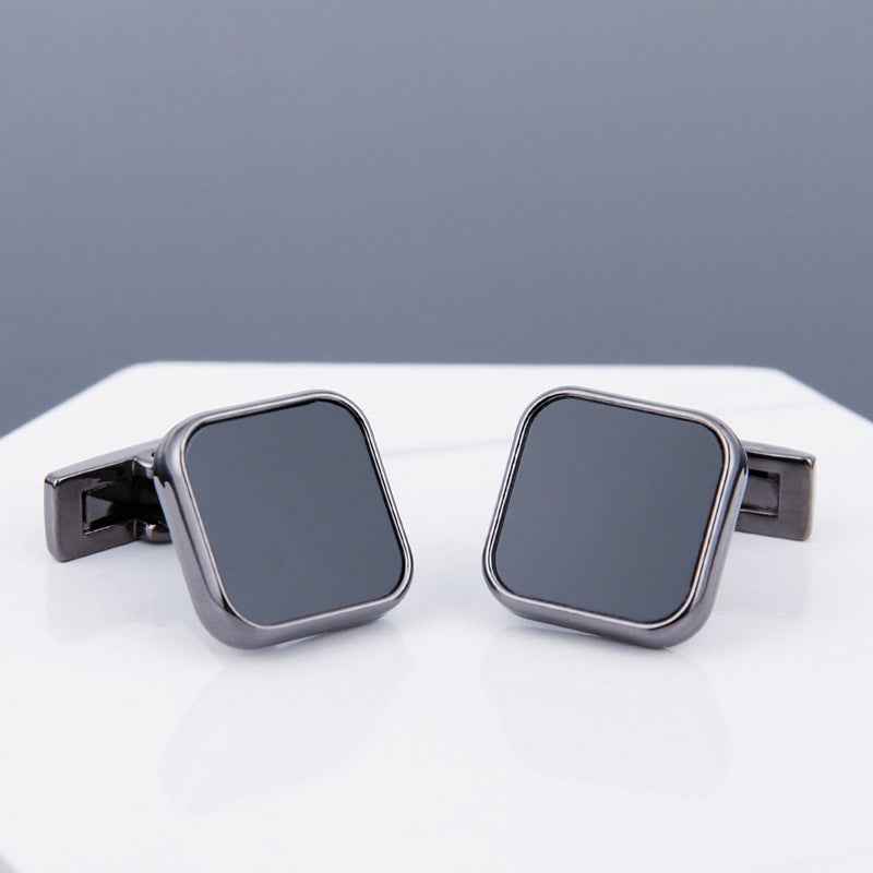 Mens Black Cufflinks - Elegant Accessories with Grey Copper Sleeve Studs for Men
