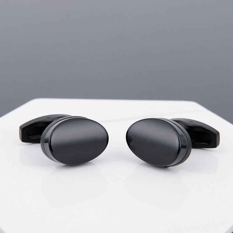 Mens Black Cufflinks - Elegant Accessories with Grey Copper Sleeve Studs for Men