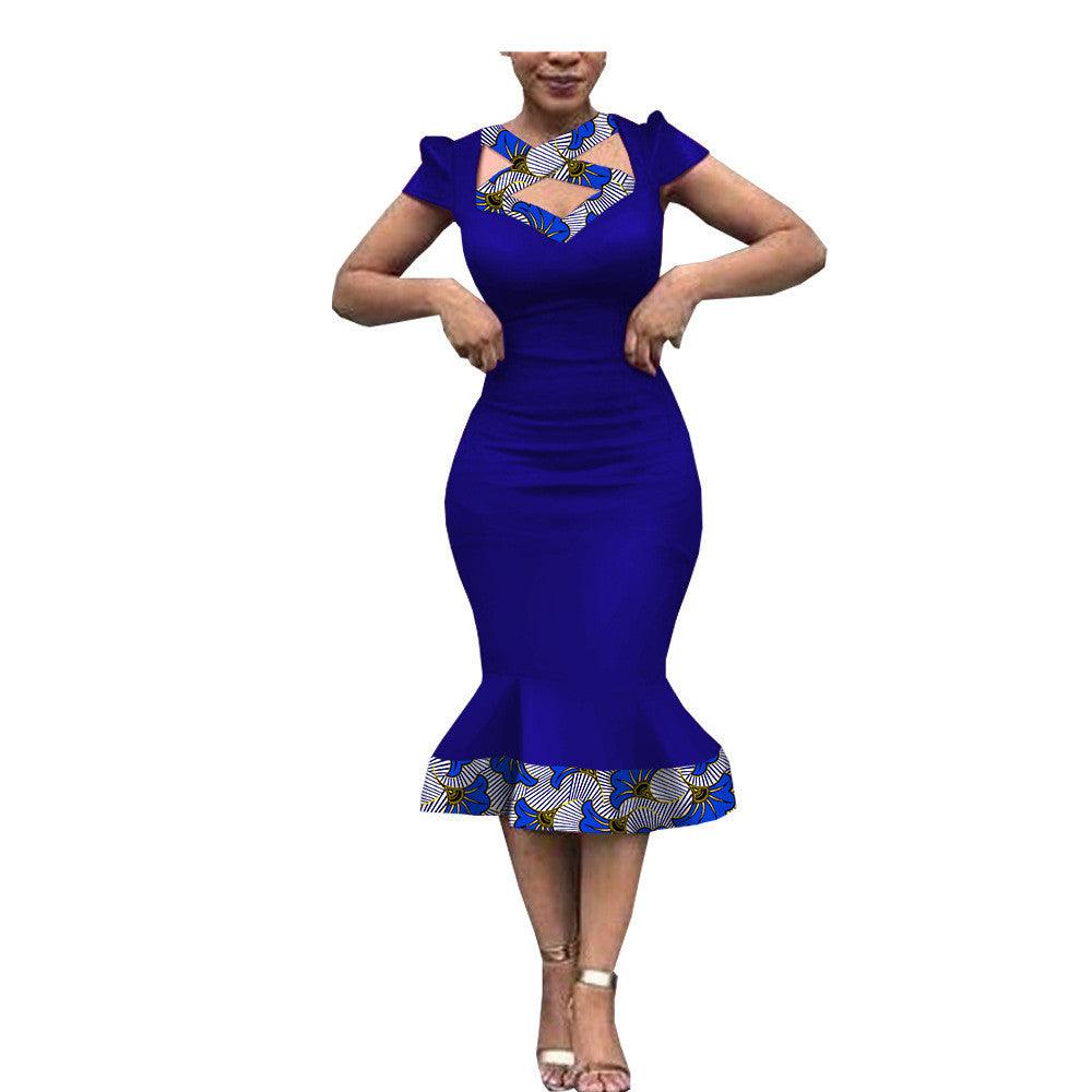 Color: 497, Size: XL - New Style African Ethnic Characteristic Batik Printed Cotton Dress