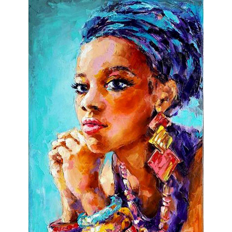 Color: 6style, Size: 40x50cm - African Woman Portrait Digital Painting DIY