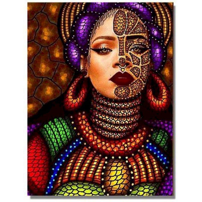 Color: 2style, Size: 60x75cm - African Woman Portrait Digital Painting DIY