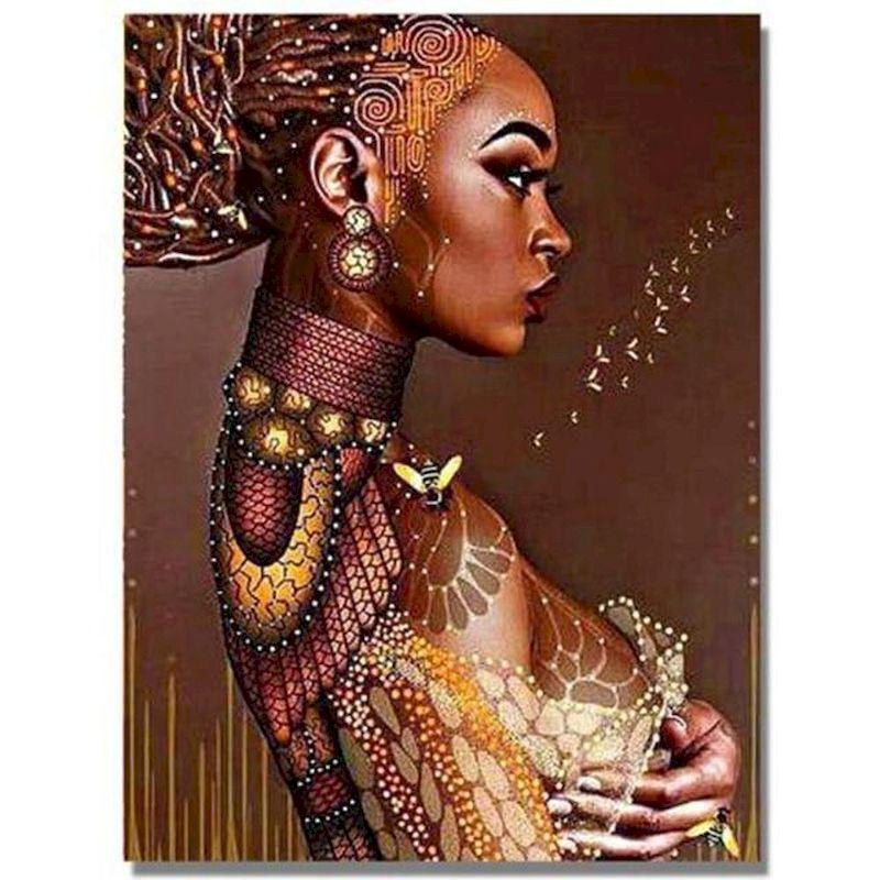 Color: 10style, Size: 60x75cm - African Woman Portrait Digital Painting DIY