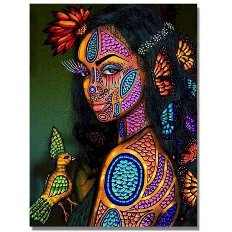 Color: 8style, Size: 40x50cm - African Woman Portrait Digital Painting DIY