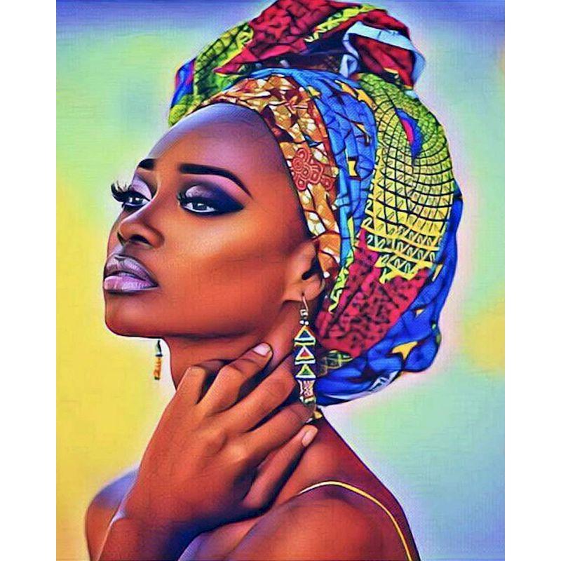 Color: 11style, Size: 50x65cm - African Woman Portrait Digital Painting DIY
