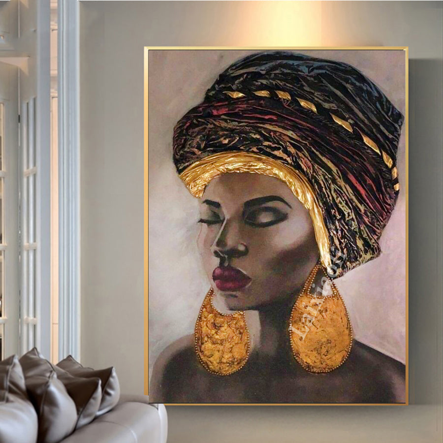 Round 50x65cm - Full Square Round Diamond Painting Fashionable African Girl Pattern Diamond Embroidery