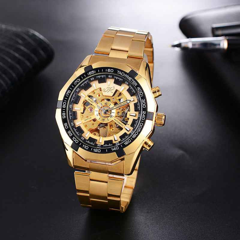 Men's Mechanical Fashion Watch Steel Band High-end Hollow Design