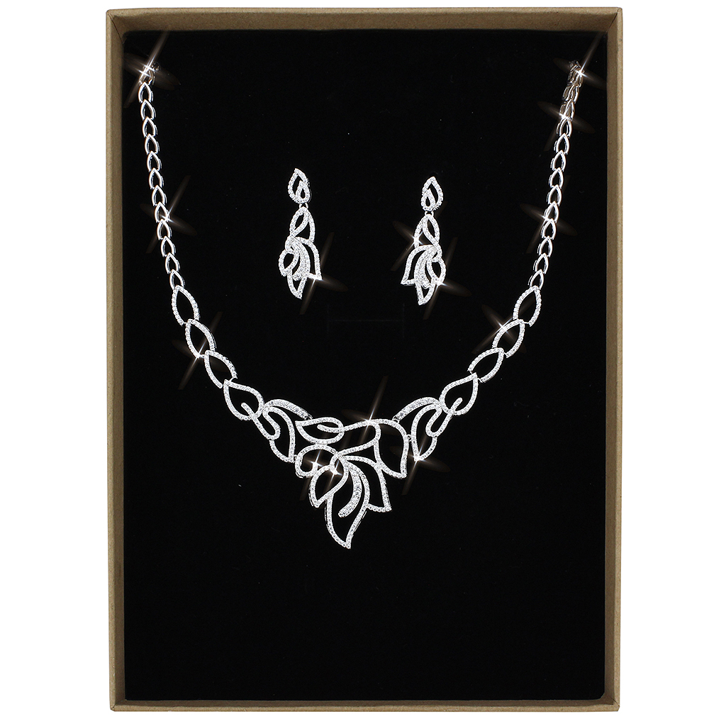 Rhodium Brass Jewelry Sets with AAA Grade CZ  in Clear