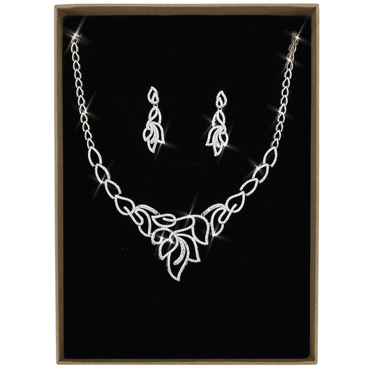 Rhodium Brass Jewelry Sets with AAA Grade CZ  in Clear