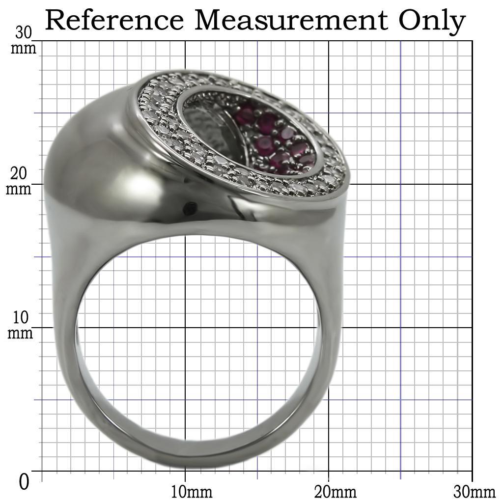Ruthenium Brass Ring with Synthetic Garnet in Ruby Size 10