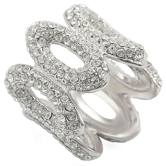 Rhodium Brass Ring with Top Grade Crystal in Clear