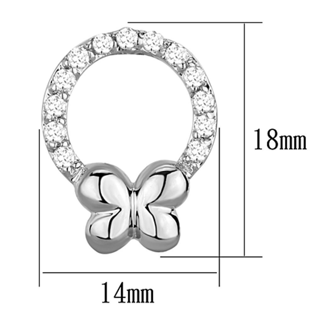 3W620 - Rhodium Brass Earrings with AAA Grade CZ  in Clear