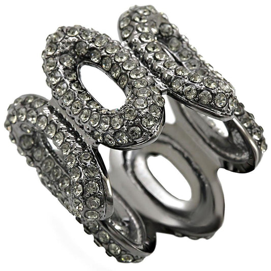 Ruthenium Brass Ring with Top Grade Crystal  in Black Diamond Size 7