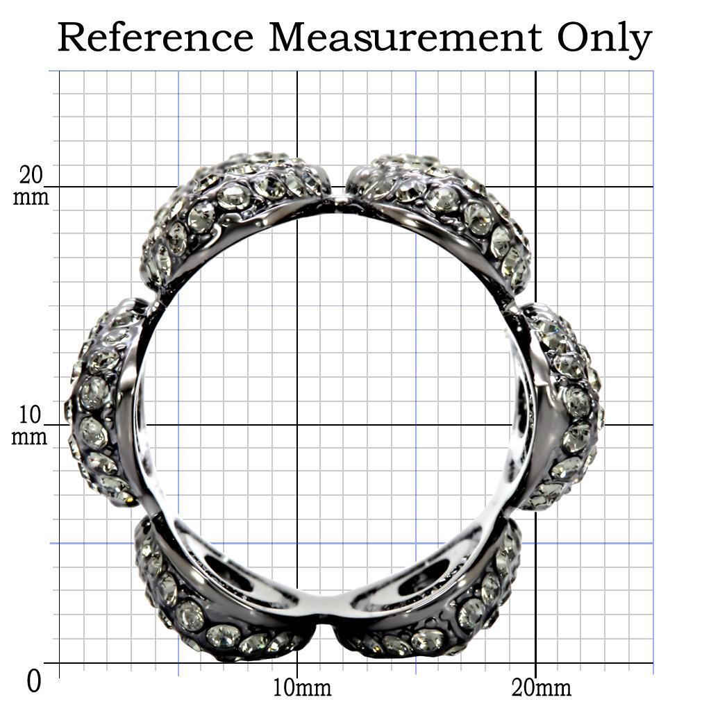 Ruthenium Brass Ring with Top Grade Crystal  in Black Diamond Size 7