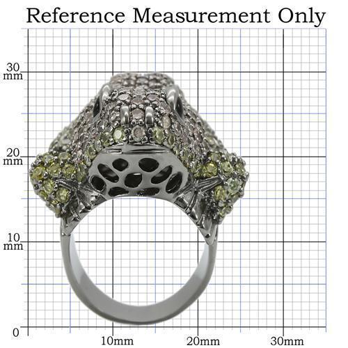 Ruthenium Brass Ring with AAA Grade CZ  in Multi Color Size 5
