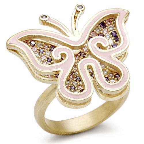 Matte Gold Brass Ring with AAA Grade CZ in Multi Color