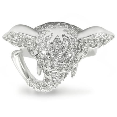 Rhodium Brass Ring with Top Grade Crystal  in Jet