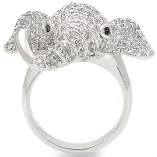 Rhodium Brass Ring with Top Grade Crystal  in Jet