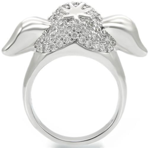 Rhodium Brass Ring with Top Grade Crystal  in Jet