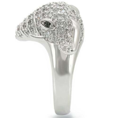 Rhodium Brass Ring with Top Grade Crystal  in Jet