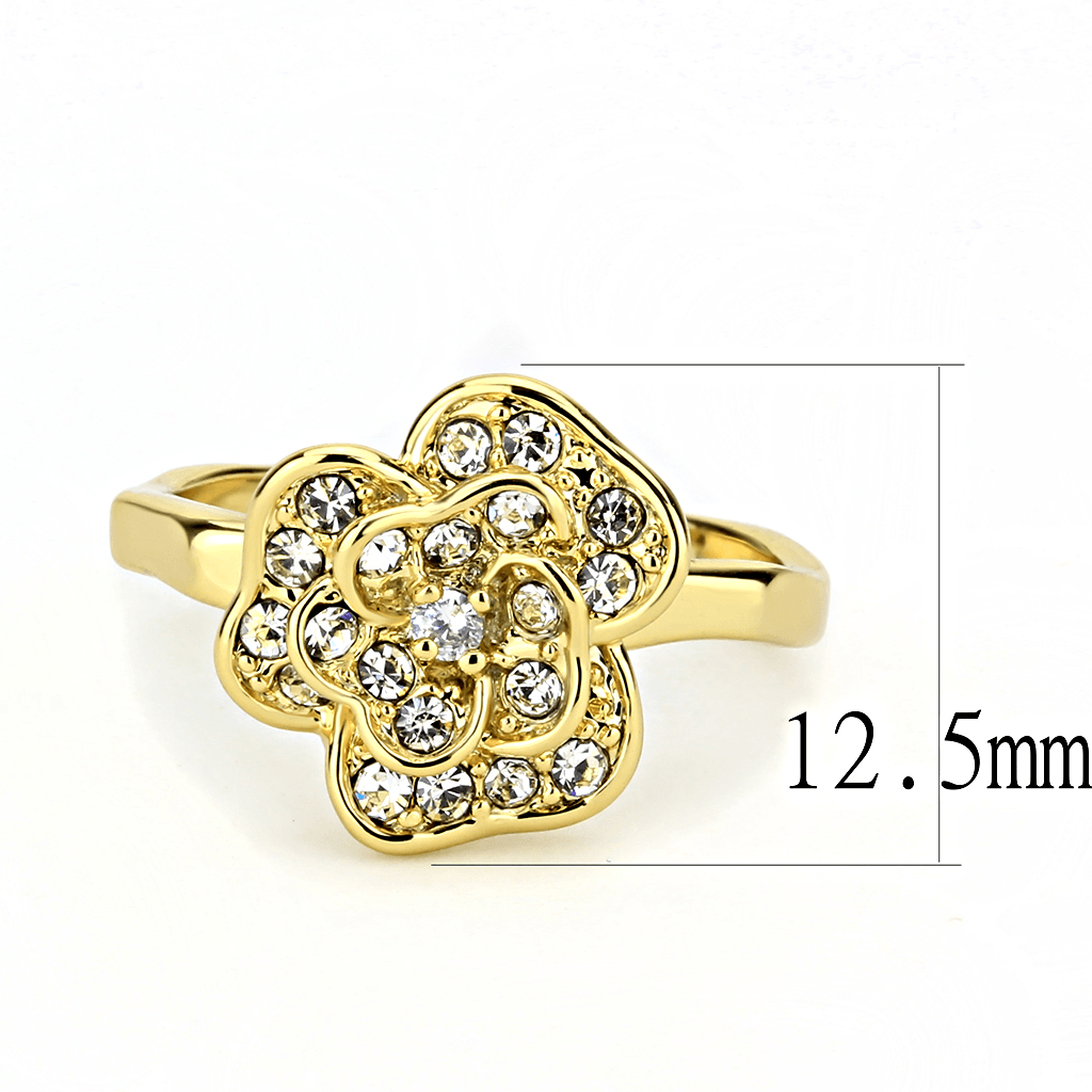 Gold Brass Ring with Top Grade Crystal  in Clear