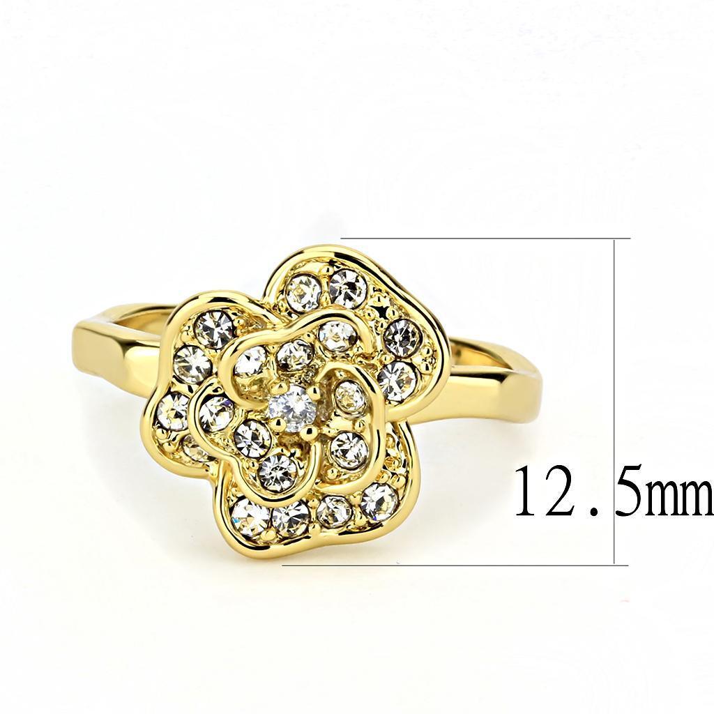 Gold Brass Ring with Top Grade Crystal  in Clear