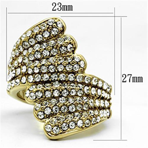 IP Gold(Ion Plating) Brass Ring with Top Grade Crystal  in Clear