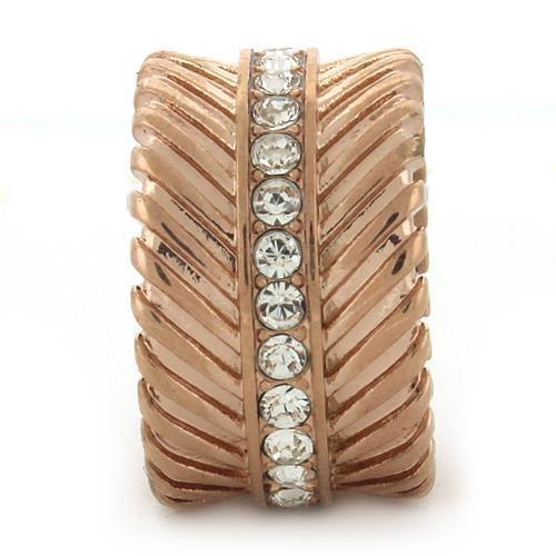 IP Rose Gold(Ion Plating) Brass Ring with Top Grade Crystal  in Clear