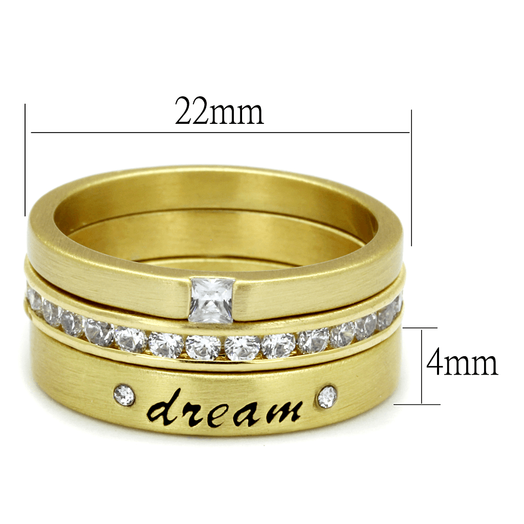 LO4114 - Gold Brass Ring with AAA Grade CZ  in Clear