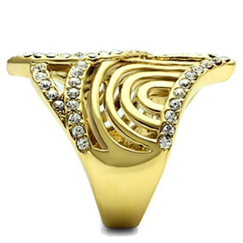 IP Gold(Ion Plating) Brass Ring with Top Grade Crystal  in Clear