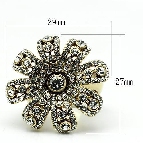 Gold Brass Ring with Top Grade Crystal  in Clear