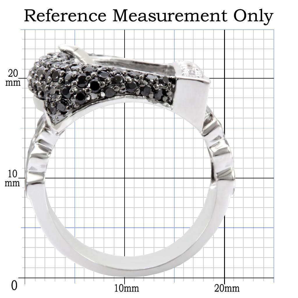Rhodium + Ruthenium Brass Ring with AAA Grade CZ in Black Diamond Size 6