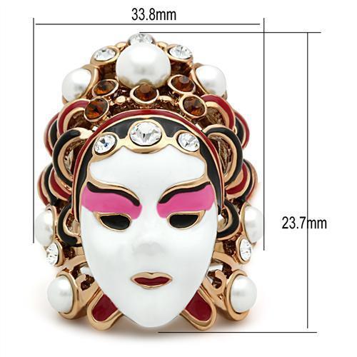 IP Rose Gold(Ion Plating) Brass Ring with Top Grade Crystal  in Clear