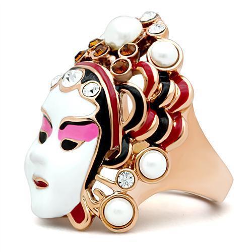 IP Rose Gold(Ion Plating) Brass Ring with Top Grade Crystal  in Clear