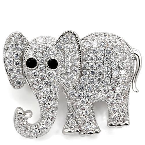 Imitation Rhodium Brass Brooches with AAA Grade CZ  in Black Diamond